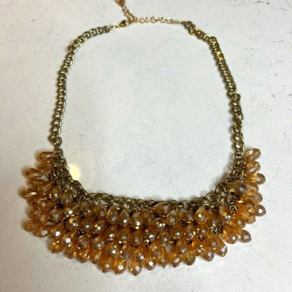 Vintage Topaz Rhinestone Bib Necklace - Picture 4 of 10